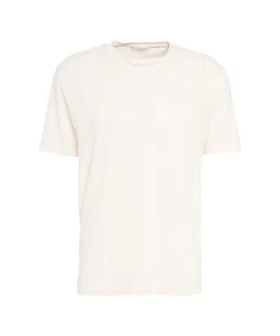 Daniele Fiesoli Loose Fit Linen T-shirt With Crew Neck In Neutral