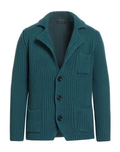 Daniele Fiesoli Man Blazer Deep Teal Size M Merino Wool, Polyamide In Green