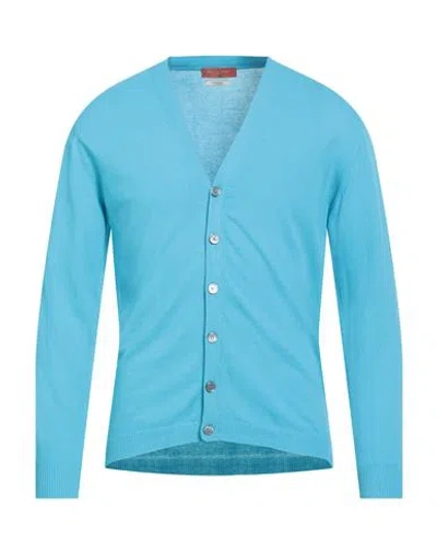 Daniele Fiesoli Man Cardigan Azure Size L Cotton In Blue