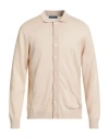 Daniele Fiesoli Man Cardigan Beige Size L Linen, Cotton In Brown