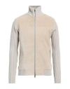 Daniele Fiesoli Man Cardigan Beige Size L Merino Wool, Polyacrylic, Leather