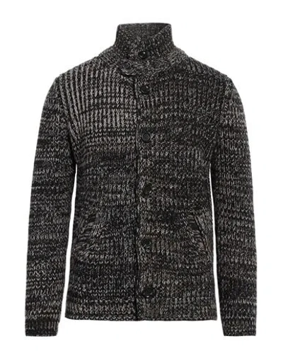 Daniele Fiesoli Man Cardigan Black Size M Merino Wool, Polyamide In Black