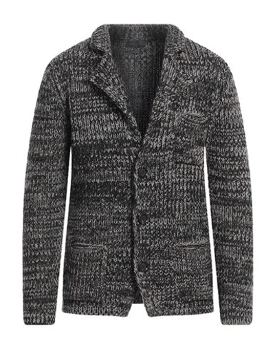 Daniele Fiesoli Man Cardigan Black Size M Merino Wool, Polyamide In Gray