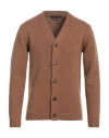 Daniele Fiesoli Man Cardigan Camel Size M Merino Wool In Brown