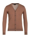 Daniele Fiesoli Man Cardigan Camel Size S Merino Wool In Beige