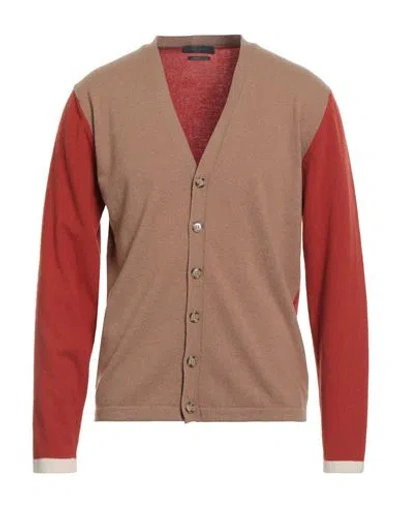 DANIELE FIESOLI DANIELE FIESOLI MAN CARDIGAN CAMEL SIZE L MERINO WOOL, CASHMERE