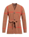 Daniele Fiesoli Man Cardigan Camel Size L Merino Wool, Polyamide, Cashmere, Elastane
