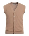 Daniele Fiesoli Man Cardigan Camel Size L Wool, Cashmere