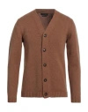 Daniele Fiesoli Man Cardigan Camel Size M Merino Wool In Beige