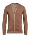 Daniele Fiesoli Man Cardigan Camel Size M Merino Wool In Beige