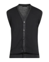 Daniele Fiesoli Man Cardigan Charcoal Size L Merino Wool