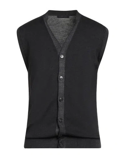 Daniele Fiesoli Man Cardigan Charcoal Size L Merino Wool