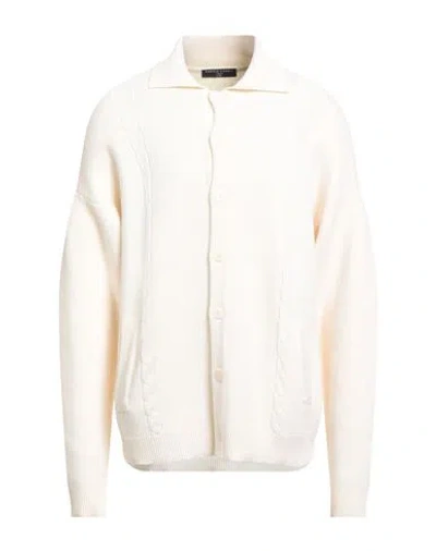 Daniele Fiesoli Man Cardigan Cream Size L Merino Wool