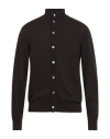 Daniele Fiesoli Man Cardigan Dark Brown Size L Merino Wool In Brown