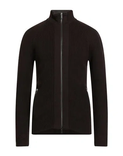 Daniele Fiesoli Man Cardigan Dark Brown Size L Merino Wool, Acrylic