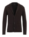 Daniele Fiesoli Man Cardigan Dark Brown Size L Virgin Wool