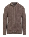 Daniele Fiesoli Man Cardigan Dark Brown Size Xxl Merino Wool, Polyamide