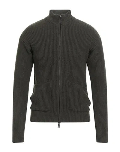 Daniele Fiesoli Man Cardigan Dark Green Size S Merino Wool, Polyamide In Gray