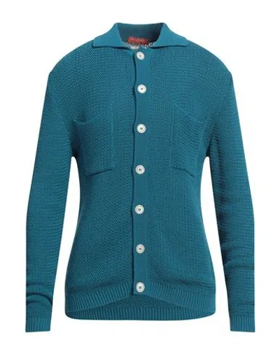 DANIELE FIESOLI DANIELE FIESOLI MAN CARDIGAN DEEP TEAL SIZE L COTTON