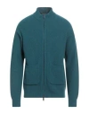 Daniele Fiesoli Man Cardigan Deep Teal Size L Merino Wool, Polyamide In Blue