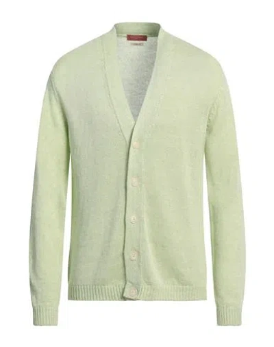 Daniele Fiesoli Man Cardigan Light Green Size M Linen, Organic Cotton