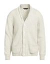 Daniele Fiesoli Man Cardigan Light Grey Size L Baby Alpaca Wool, Merino Wool