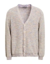 Daniele Fiesoli Man Cardigan Lilac Size L Cotton, Nylon In Purple