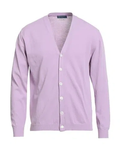 Daniele Fiesoli Man Cardigan Mauve Size L Cotton In Purple