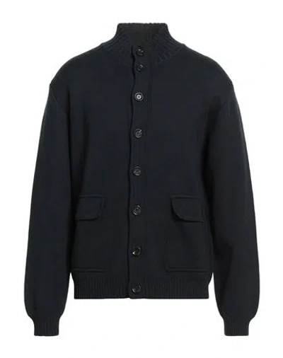 Daniele Fiesoli Man Cardigan Midnight Blue Size L Merino Wool, Acrylic