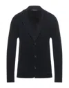 Daniele Fiesoli Man Cardigan Black Size Xl Virgin Wool In Dark Blue