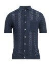 Daniele Fiesoli Man Cardigan Midnight Blue Size S Linen, Organic Cotton