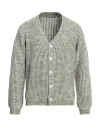 Daniele Fiesoli Man Cardigan Grey Size Xxl Merino Wool In Green