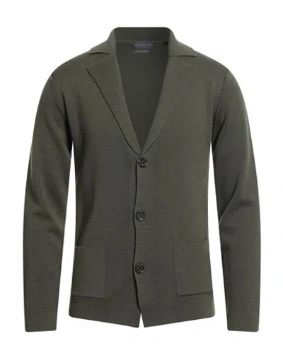 Daniele Fiesoli Man Cardigan Military Green Size L Merino Wool In Gray