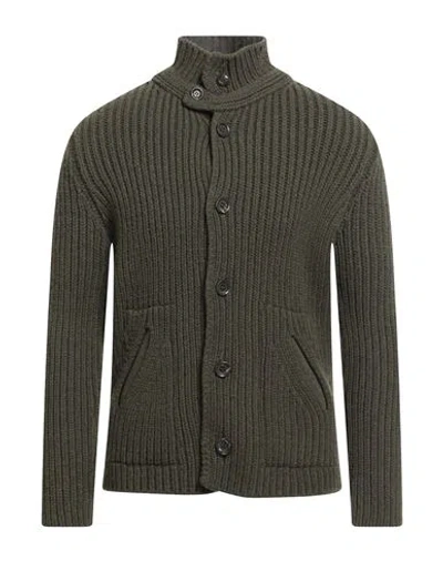 Daniele Fiesoli Man Cardigan Military Green Size L Merino Wool, Polyamide