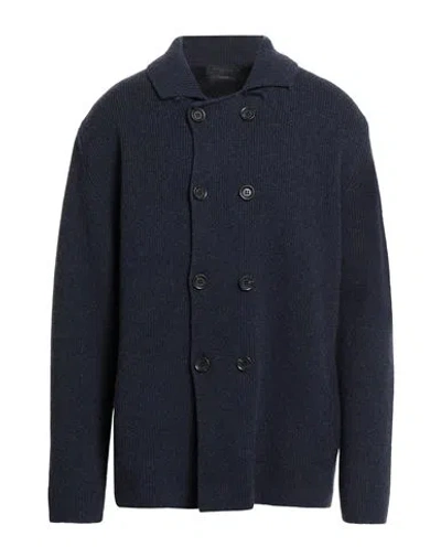 Daniele Fiesoli Man Cardigan Navy Size L Merino Wool