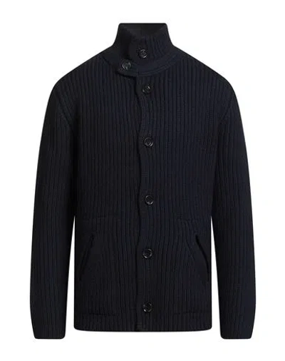 Daniele Fiesoli Man Cardigan Navy Size Xxl Merino Wool, Polyamide