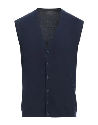 Daniele Fiesoli Man Cardigan Navy Size Xl Wool, Cashmere In Navy