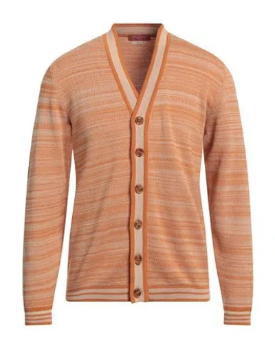 Daniele Fiesoli Man Cardigan Orange Size L Cotton