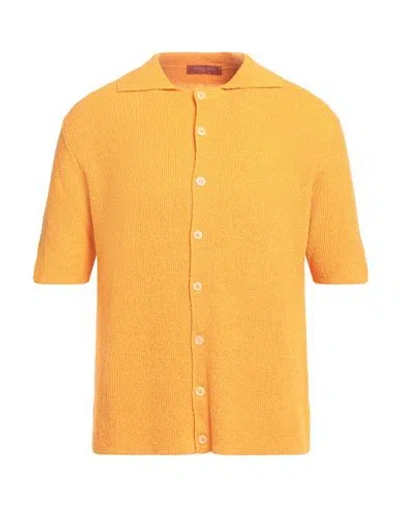 Daniele Fiesoli Man Shirt Orange Size L Organic Cotton, Polyamide