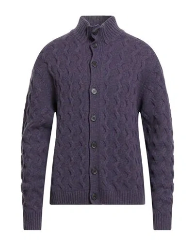Daniele Fiesoli Man Cardigan Purple Size L Merino Wool