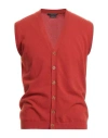 Daniele Fiesoli Man Cardigan Rust Size L Wool, Cashmere In Red