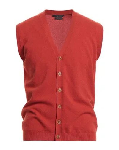 Daniele Fiesoli Man Cardigan Rust Size L Wool, Cashmere In Red