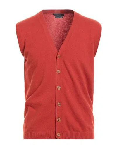 Daniele Fiesoli Man Cardigan Rust Size L Wool, Cashmere