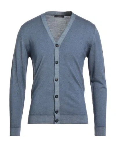 Daniele Fiesoli Man Cardigan Slate Blue Size M Merino Wool