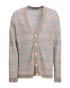 Daniele Fiesoli Man Cardigan Taupe Size L Linen, Cotton, Polyamide In Grey