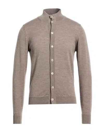 Daniele Fiesoli Man Cardigan Taupe Size S Merino Wool In Neutral