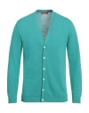 Daniele Fiesoli Man Cardigan Turquoise Size L Cotton In Blue