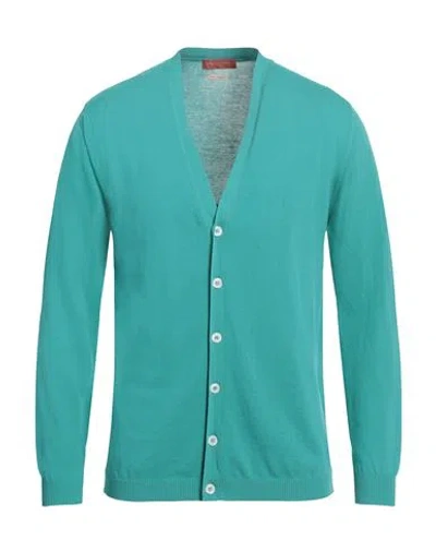 Daniele Fiesoli Man Cardigan Turquoise Size L Cotton In Blue