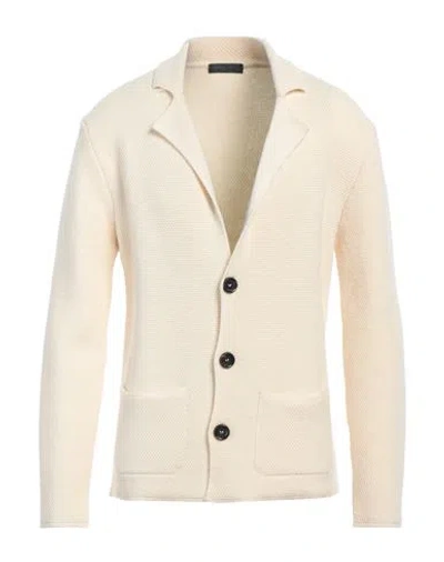 Daniele Fiesoli Man Cardigan White Size L Virgin Wool