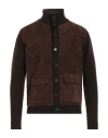 Daniele Fiesoli Man Jacket Chocolate Brown Size M Merino Wool, Polyacrylic, Soft Leather